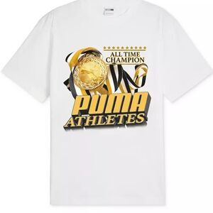 Puma Athletes Champion White Tee with Gold and Black Graphic